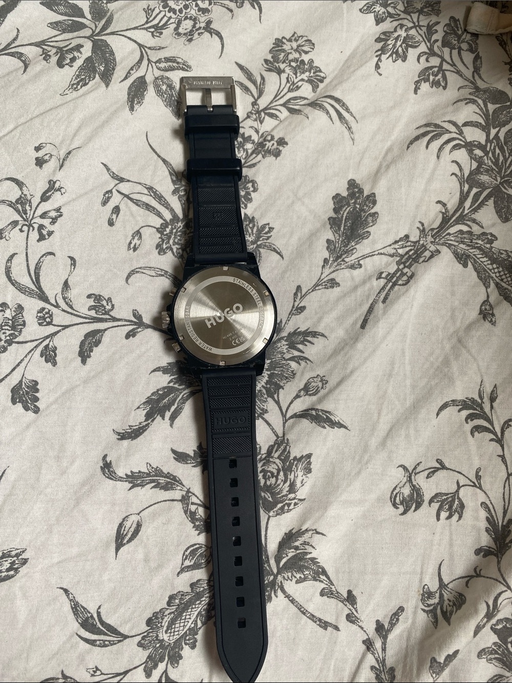 HUGO Black Watch with Red Accents and Black Silicone Strap - Picture 2 of 3
